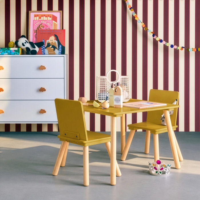 Table carrée enfant bois de pin 2 assises JUDITH