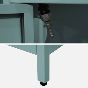 Barbecue gaz 3 brûleurs. bleu gris. 3 portes et 2 espaces de rangement