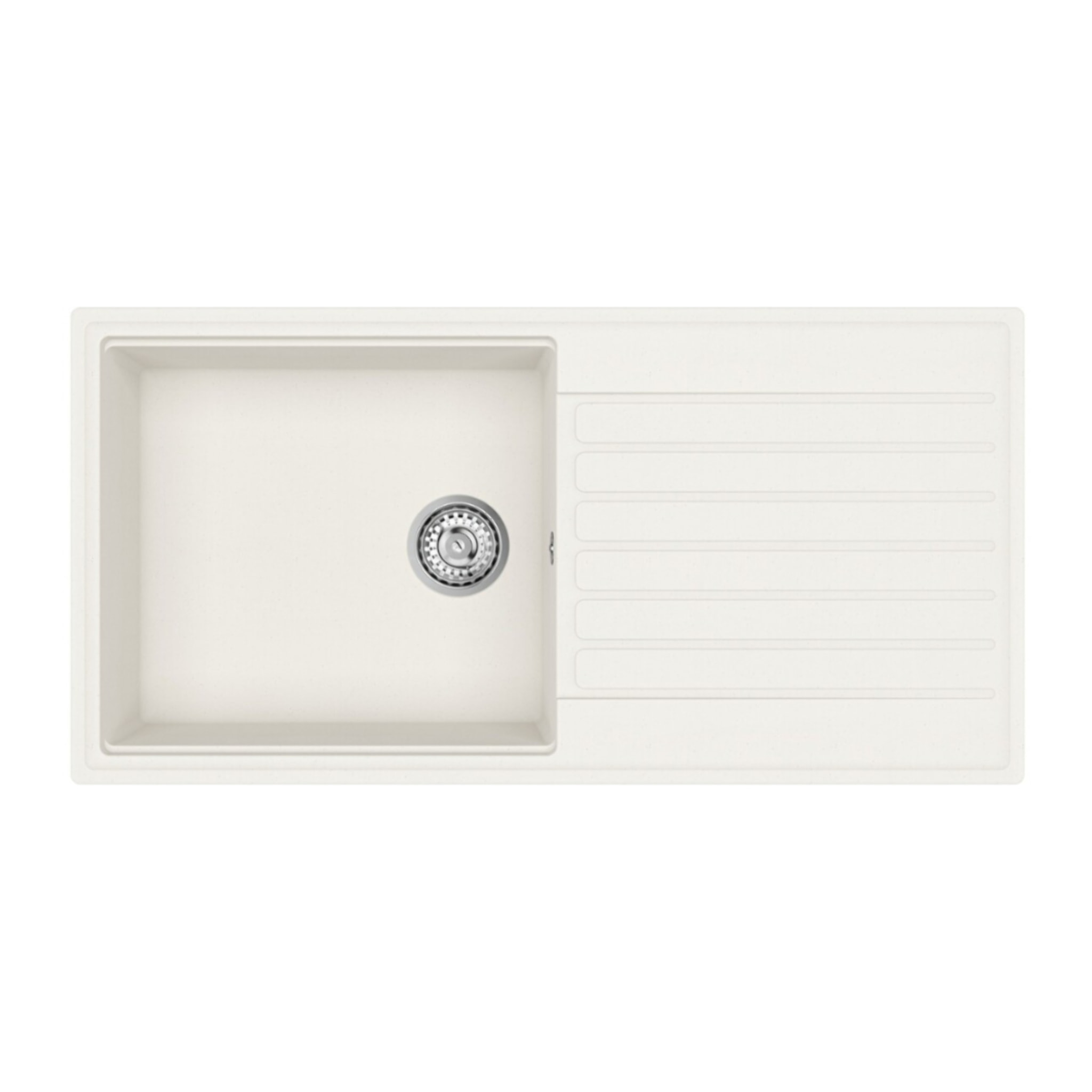 100x50 cm évier avec égouttoir réversible en Granite, à encastrer, blanc (SATSINKGQK103W)