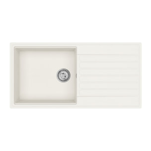 100x50 cm évier avec égouttoir réversible en Granite, à encastrer, blanc (SATSINKGQK103W)