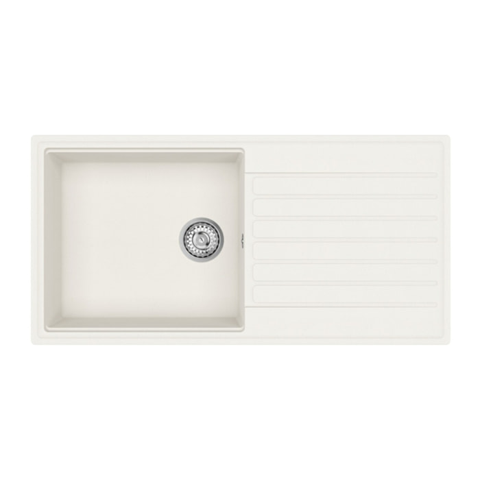 100x50 cm évier avec égouttoir réversible en Granite, à encastrer, blanc (SATSINKGQK103W)