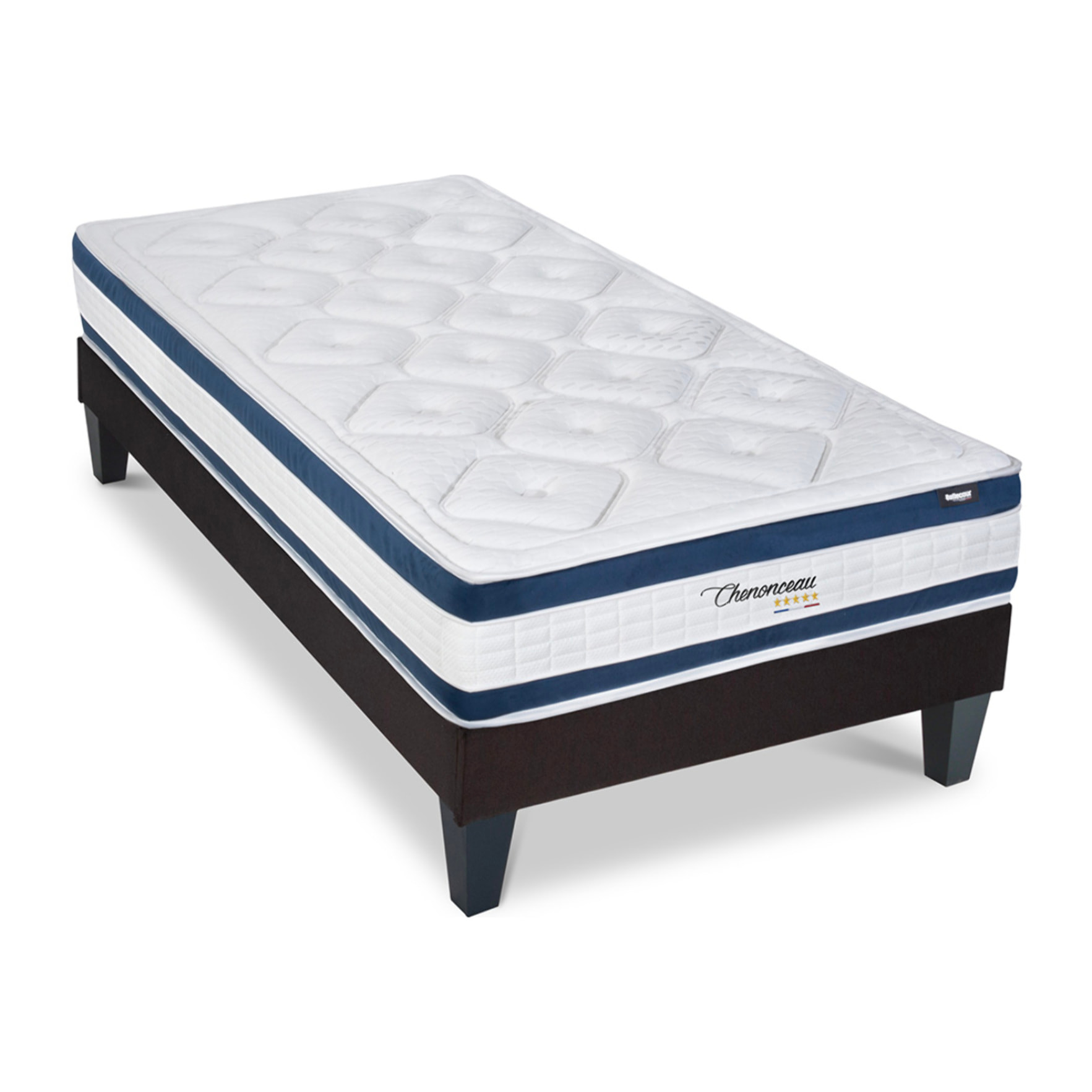 Ensemble Matelas Chenonceau & Sommier KIT15, 26 cm, Mémoire de Forme Haute Densité, Technologie Tri-Lattes, Soutien Ferme