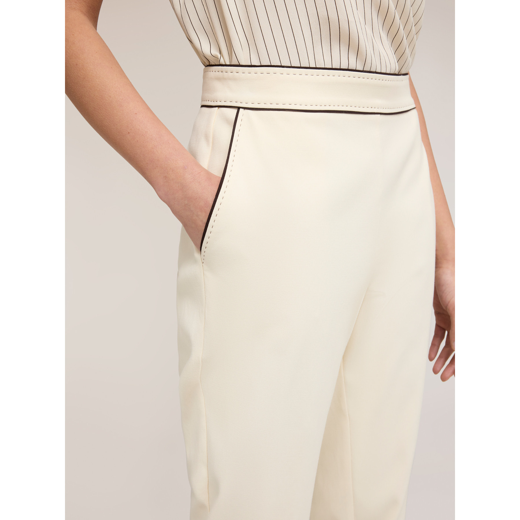 Motivi - Pantalones con ribete The Tailoring Lab - Blanco
