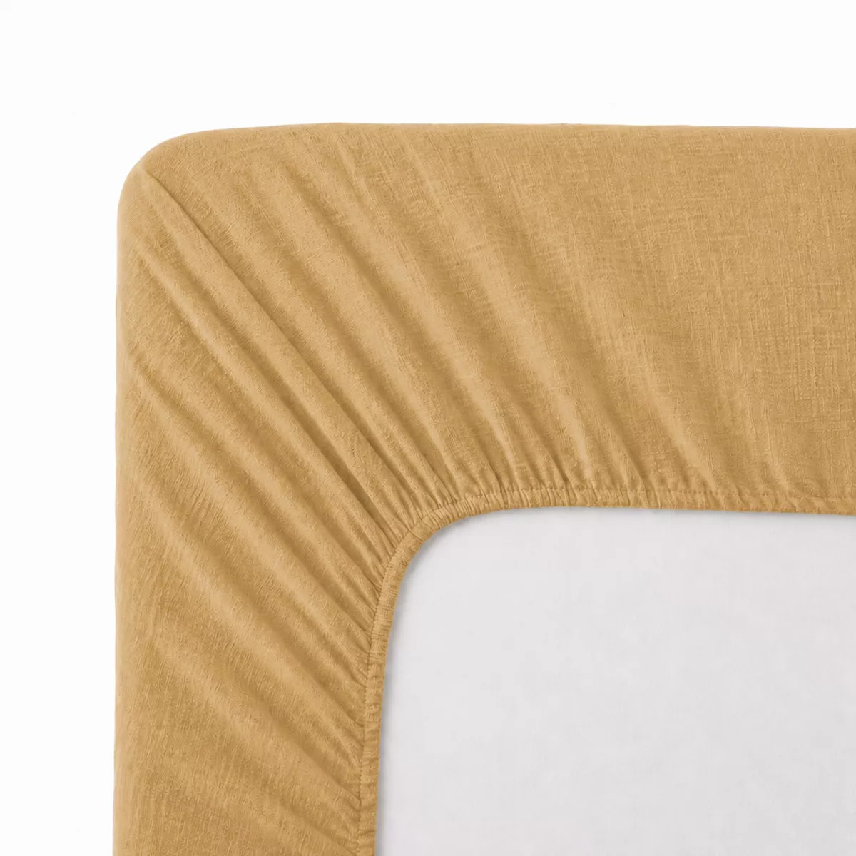 Drap housse b30 gaze de coton lavé uni marron Malia houblon