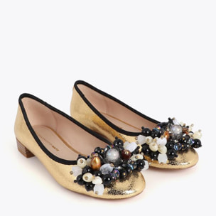 Scarpa da ballerina piatta metallizzata con dettaglio applicato