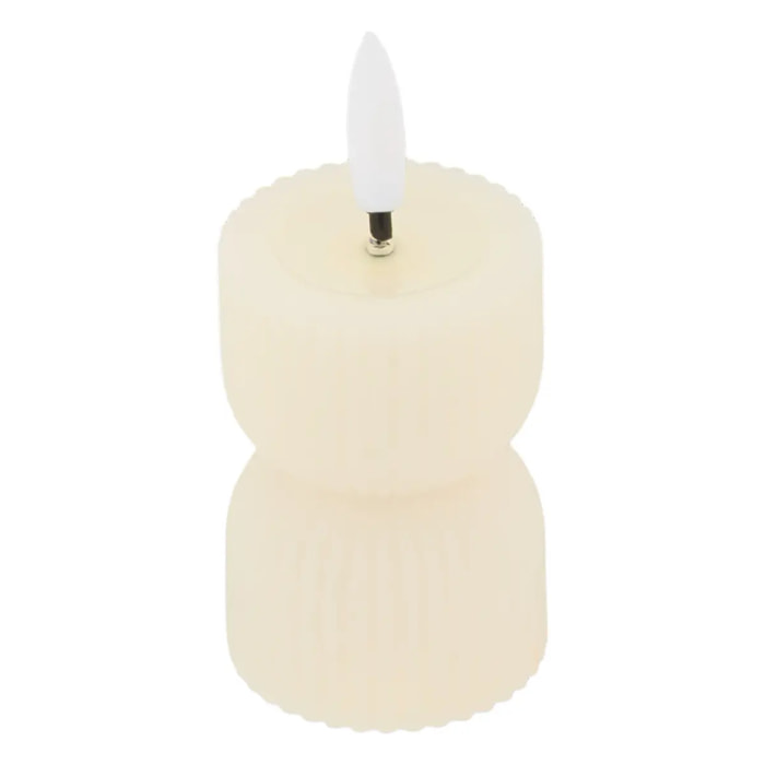 Bougie LED Fancy ronde H.9cm beige