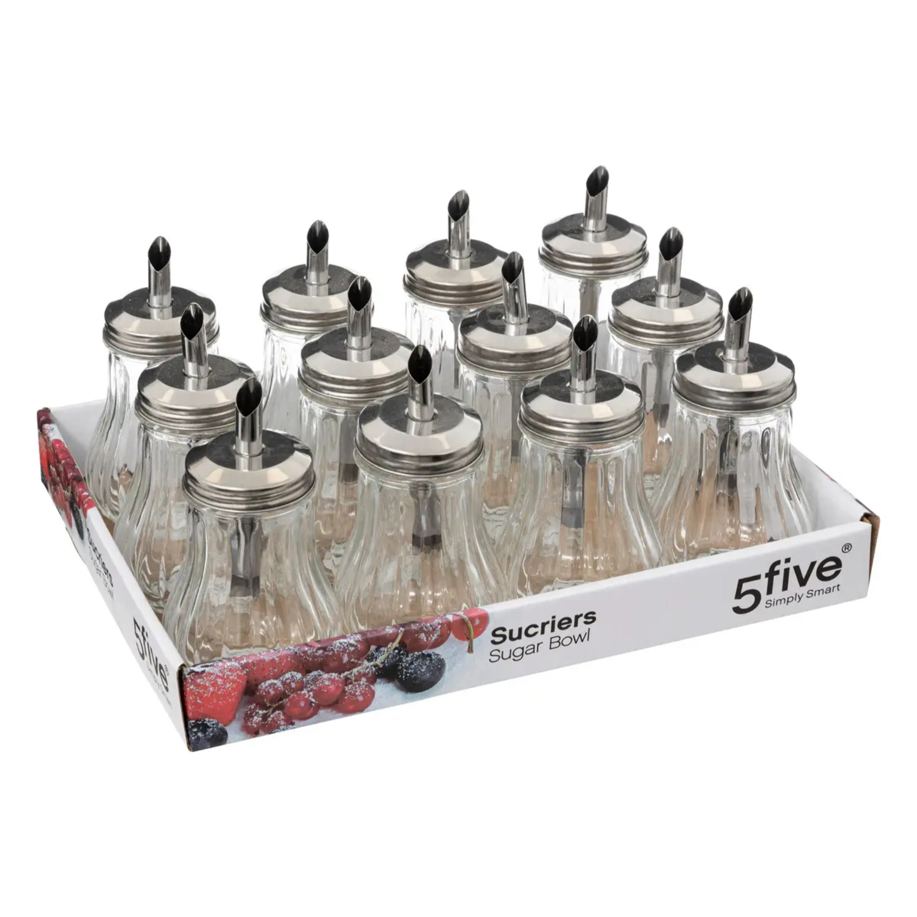 Sucrier en verre couvercle inox 18cl