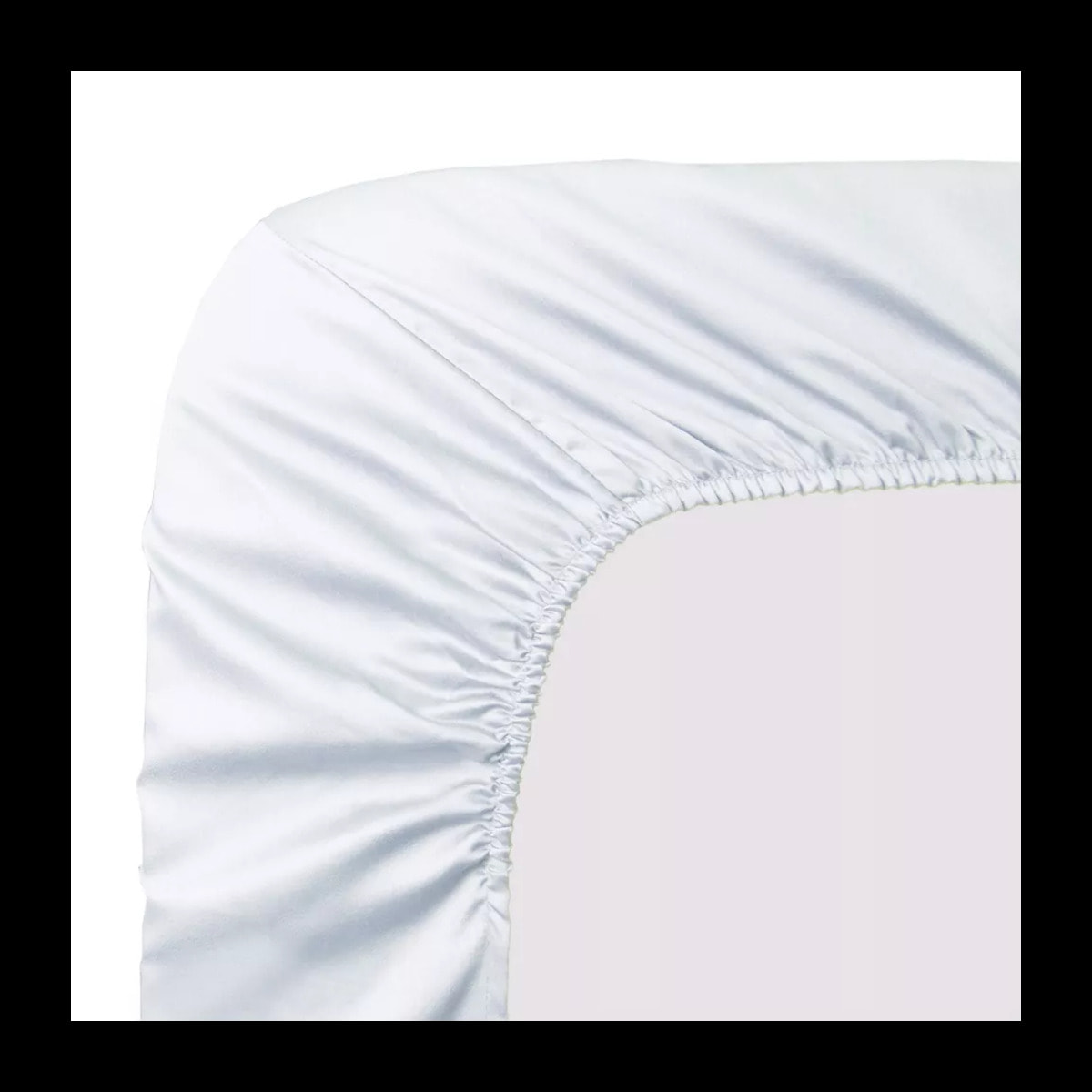 Drap housse b50 satin de coton uni blanc Ava uni blanc