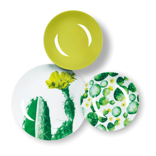 Service de table 18 pièces Excelsa – Color Cactus, Porcelaine Multicolore