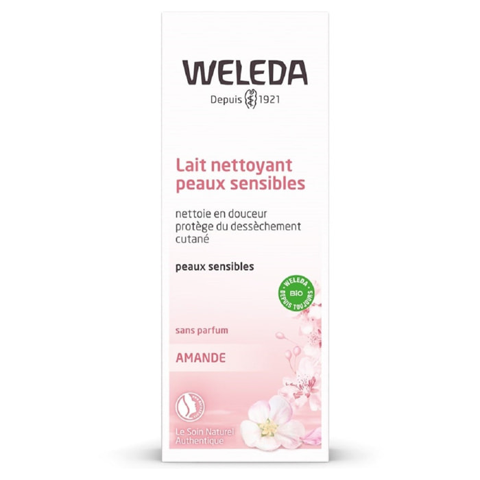 WELEDA - Duo Lait nettoyant peaux sensibles  - Nettoie en douceur -  Vegan* -  Certifié Natrue** - Tube 75 ml  x 2