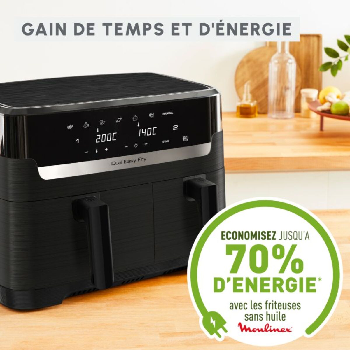Friteuse sans huile MOULINEX Dual Easy Fry 8.3 L EZ901H20
