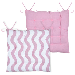 Galette de chaise polycoton matelassée ondulations - Rose