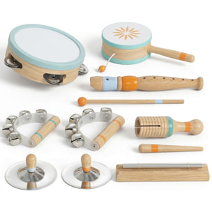 Set d'instruments de musique enfant en bois total 12 pièces