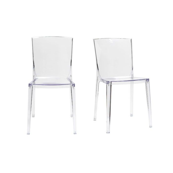 Chaises design transparentes empilables intérieur - extérieur (lot de 2) ISLAND