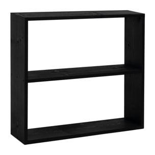 Estantería de madera maciza tono negro con 1 estante Alto: 74 Largo: 80 Ancho: 20