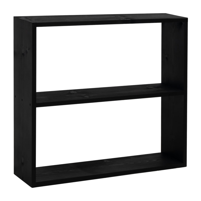 Estantería de madera maciza tono negro con 1 estante Alto: 74 Largo: 80 Ancho: 20