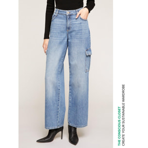 Motivi - Jeans cargo wide leg - Blu