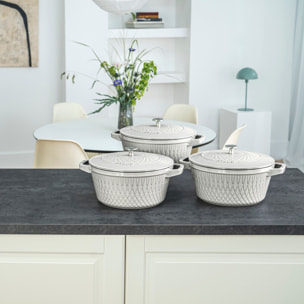 Cocotte twister 24 cm, Rond(e), Truffe blanche, Fonte