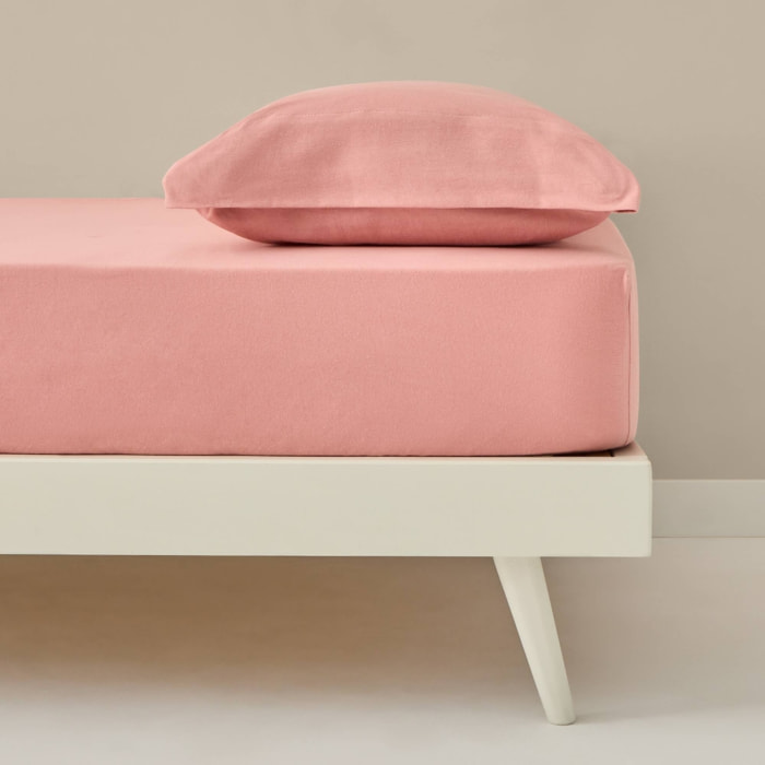 Sábana bajera ajustable punto de algodón Puntib color rosa empolvado Punto de algodón