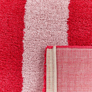 Tapis intérieur rayures rouge et rose PABLO