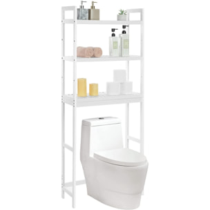 Scaffale salvaspazio da bagno in bambù bianco