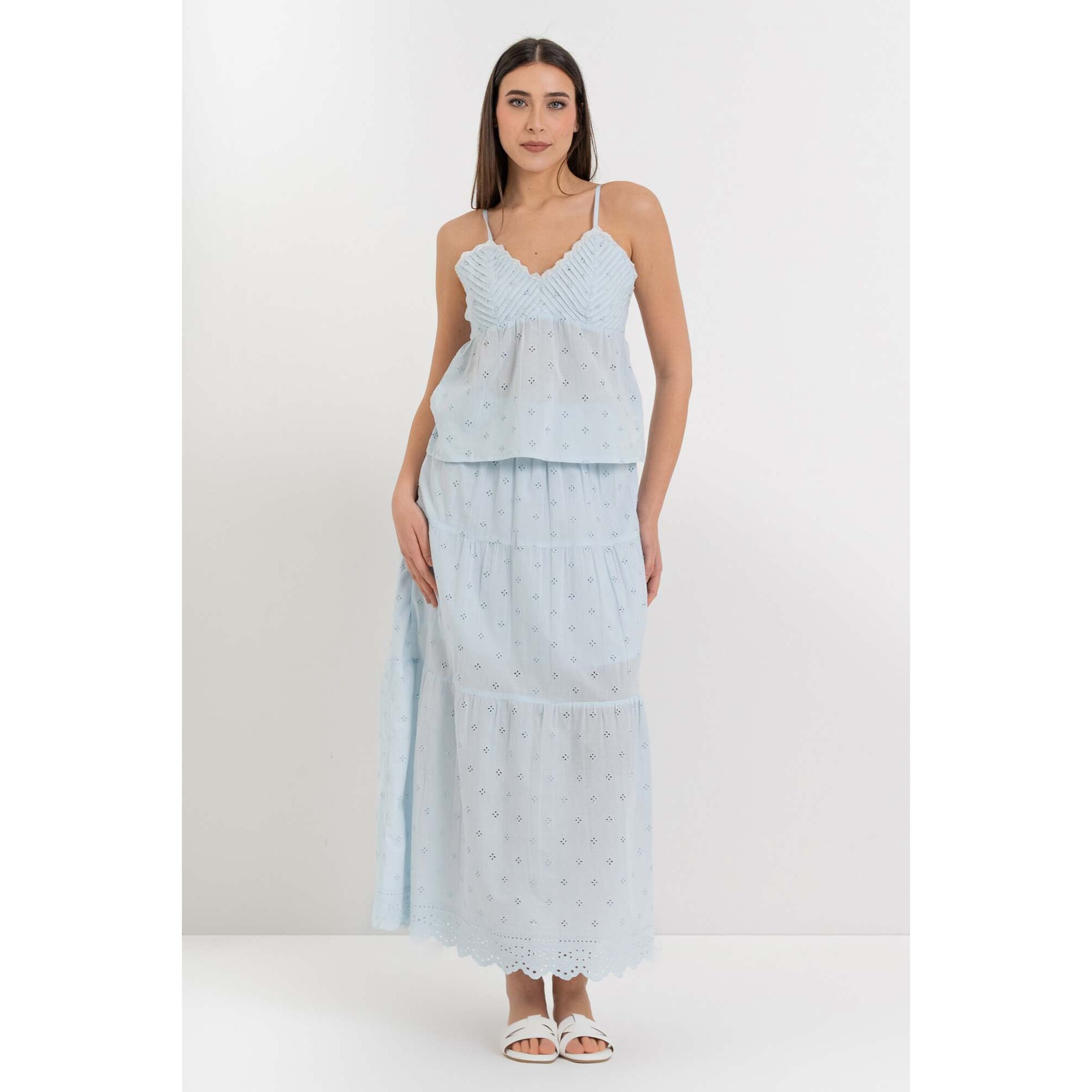 Kocca - Top donna in cotone con spalline sottili e sangallo Donna