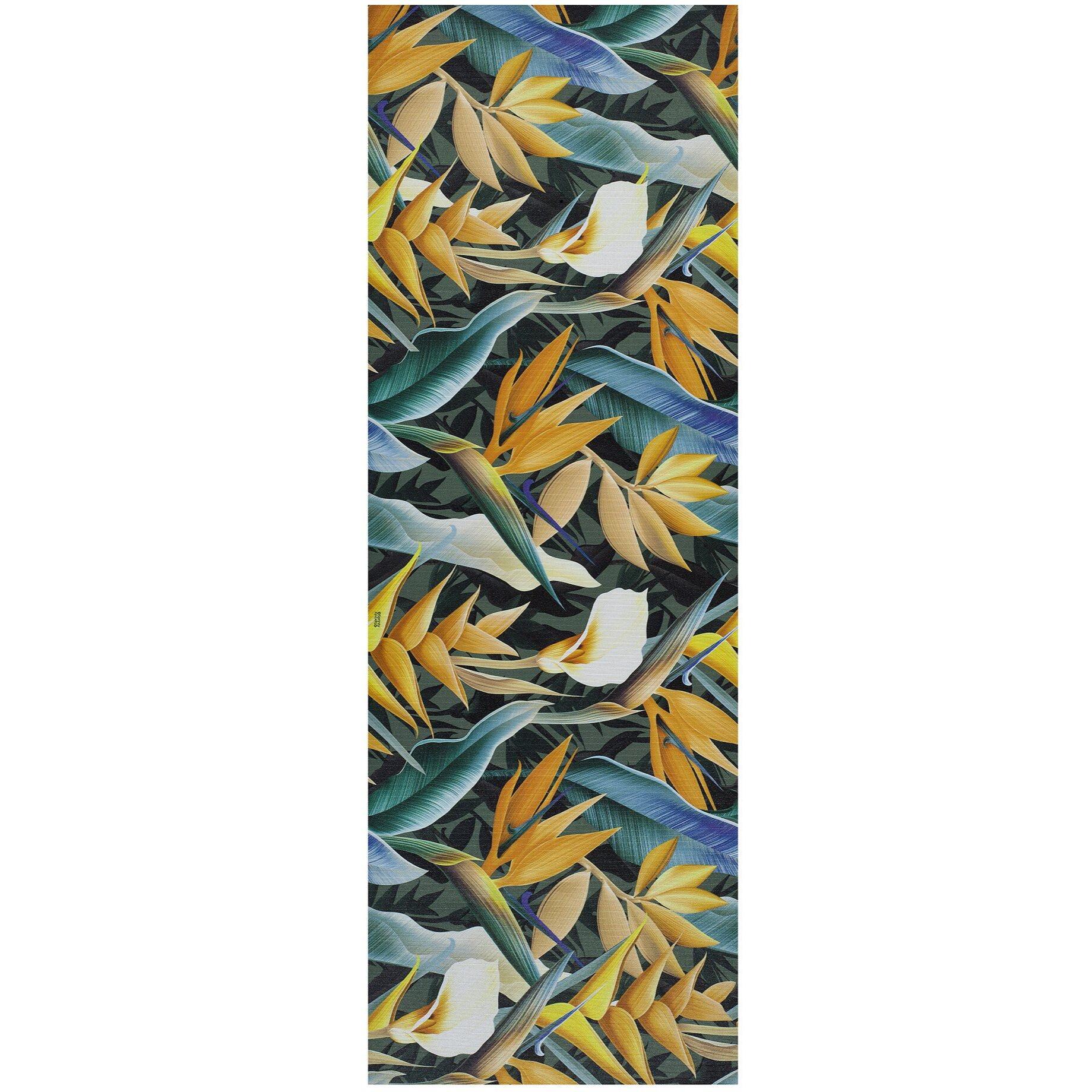 RICCI Alfombra vinílica de cocina dibujos con hojas en amarillo, varias medidas disponibles.