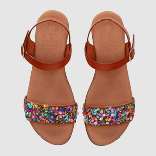 Sandalias de Piel - Multicolor - Tacón: Bajo