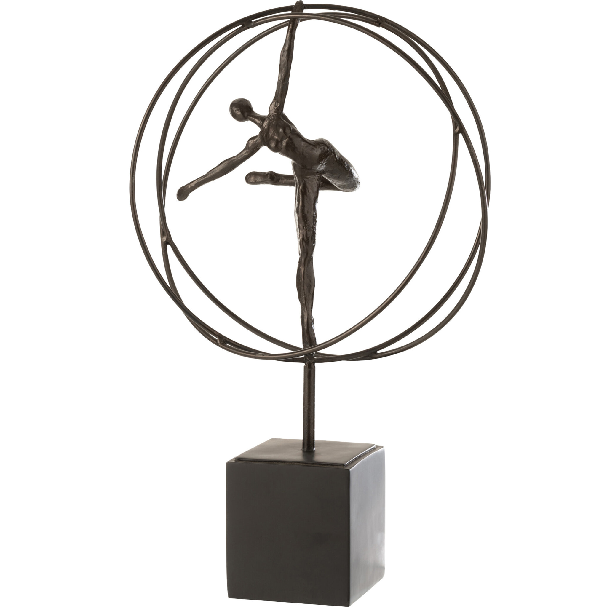 J-Line décoration Gymnaste Cercle - polyrésine - marron foncé