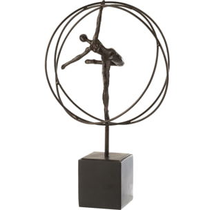 J-Line décoration Gymnaste Cercle - polyrésine - marron foncé