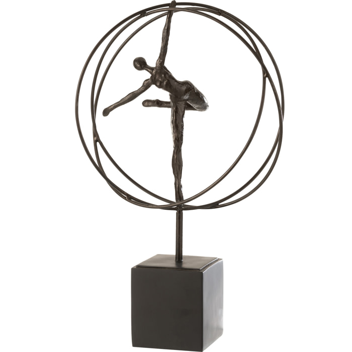 J-Line décoration Gymnaste Cercle - polyrésine - marron foncé