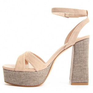 Sandalias De Tacón - Beige - Altura: 13 cm