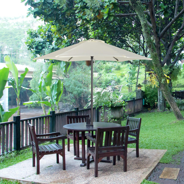 Parasol droit de jardin balcon terrasse grande taille toile polyester 160 g/m² Ø 1,96 x 2H m mât alu beige