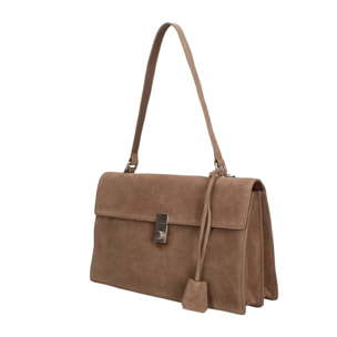 Borsa a spalla da donna Made in Italy - Lavinia Chic - Pelle Scamosciata - 34.5 x 21.0 x 10.0 cm