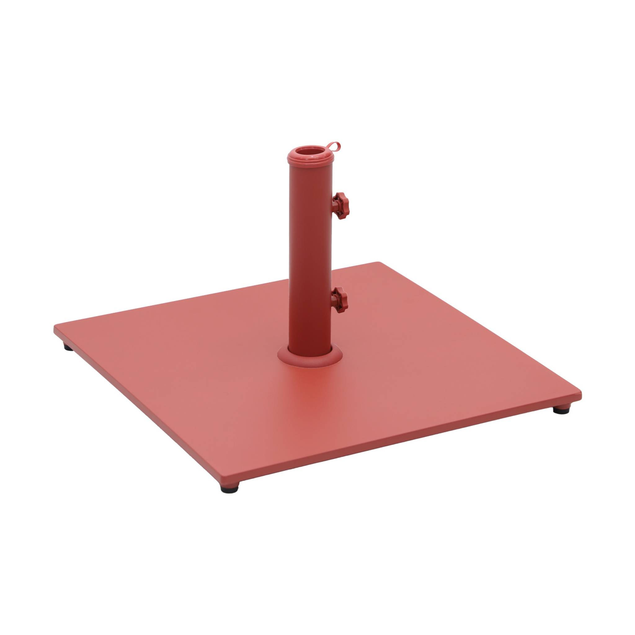 Pied carré en acier terracotta pour parasol à mât central - Terra