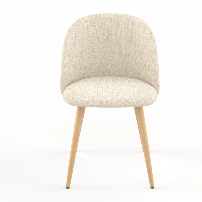 Lot de 2 chaises en tissu greige et pieds en métal imitation bois - Cozy