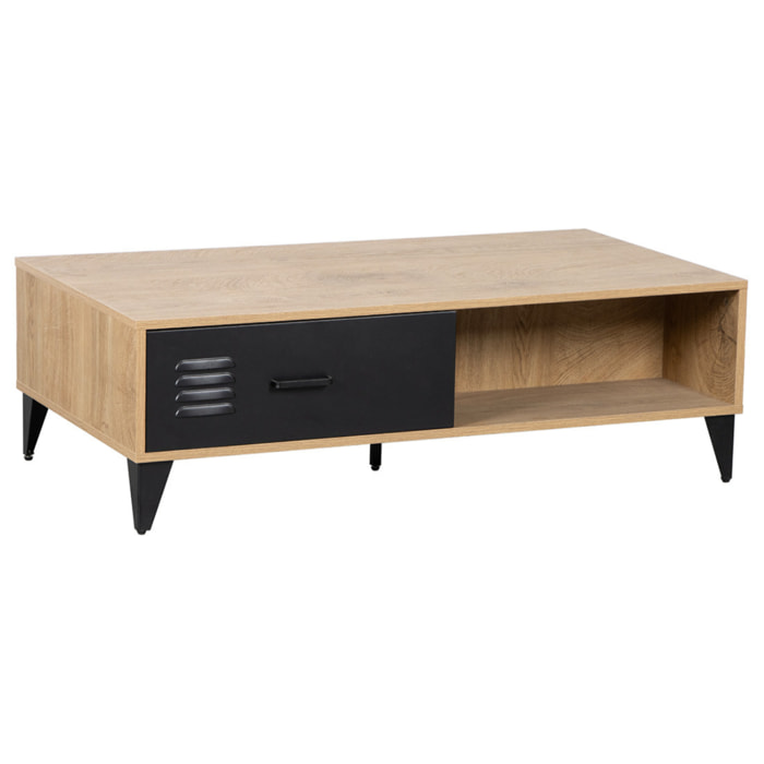 Tribeca - table basse - effet bois et métal noir - 110 cm - Bois / Noir