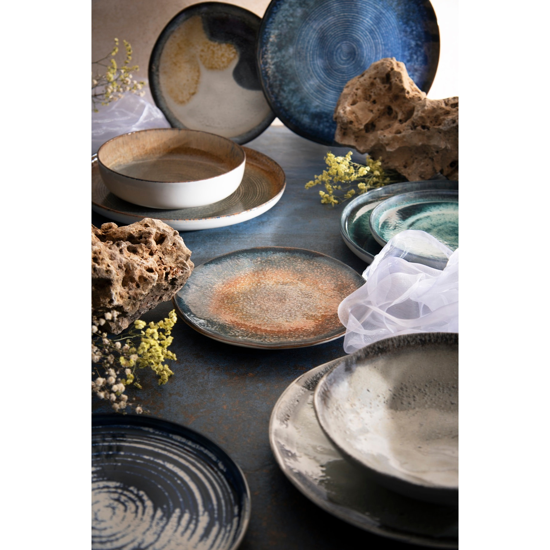 Service 12 assiettes Excelsa Demetra, céramique, multicolore