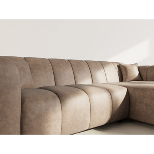 Curtis - canapé d'angle droit 4 places en simili - Taupe