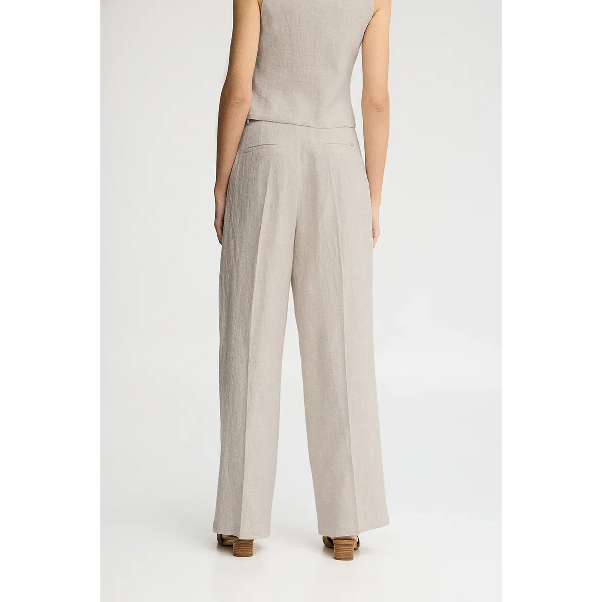 Pantaloni Alice in lino ecrù dal fit rilassato con logo Polo Club