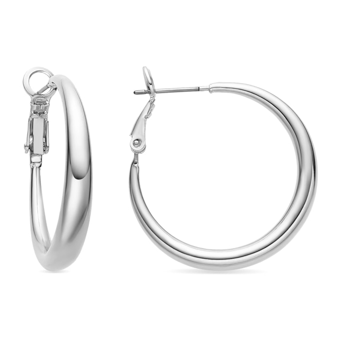 Pendientes de 28mm de diámetro acabados en rodio
