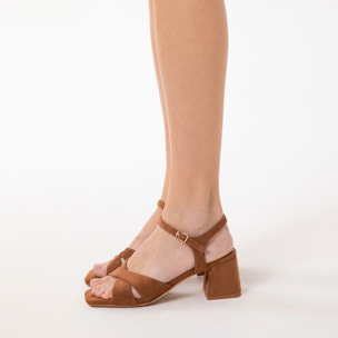 Sandalias cognac tacón 5,5 cm