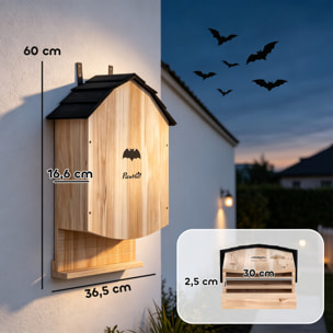 Abri à chauves-souris 3 chambres bois naturel noir