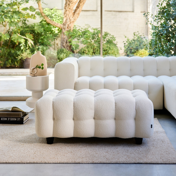 Pouf, repose-pieds pour canapé d'angle 3 places Leon bouclette texturée LEON