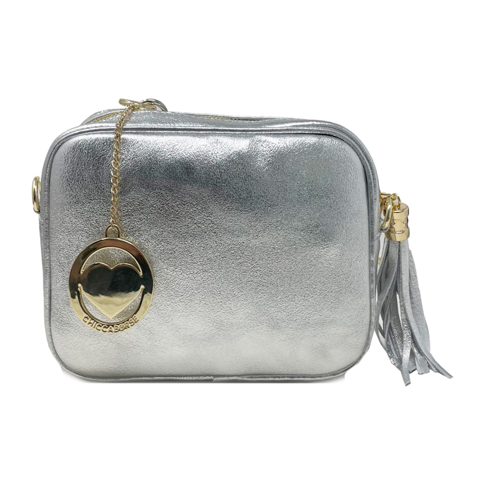 Chicca Borse - Tracollina Clutch Donna in Vera Pelle - Colore Argento