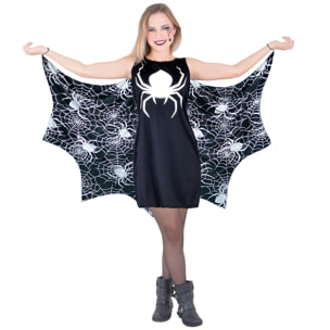 Vestito Costume Halloween Night Donna Spider Lady Con Mantello