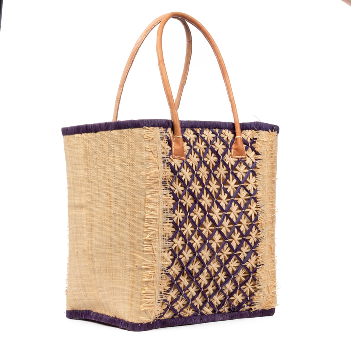 Villafrati borsa a spalla donna. Realizzata in rafia e paglia, con manici in pelle.