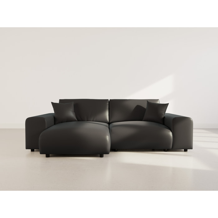 Garance - canapé d'angle réversible 4 places en simili - Noir