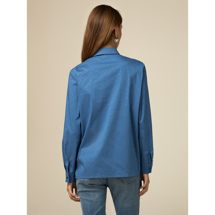 Oltre - Camicia con cristalli - Blu