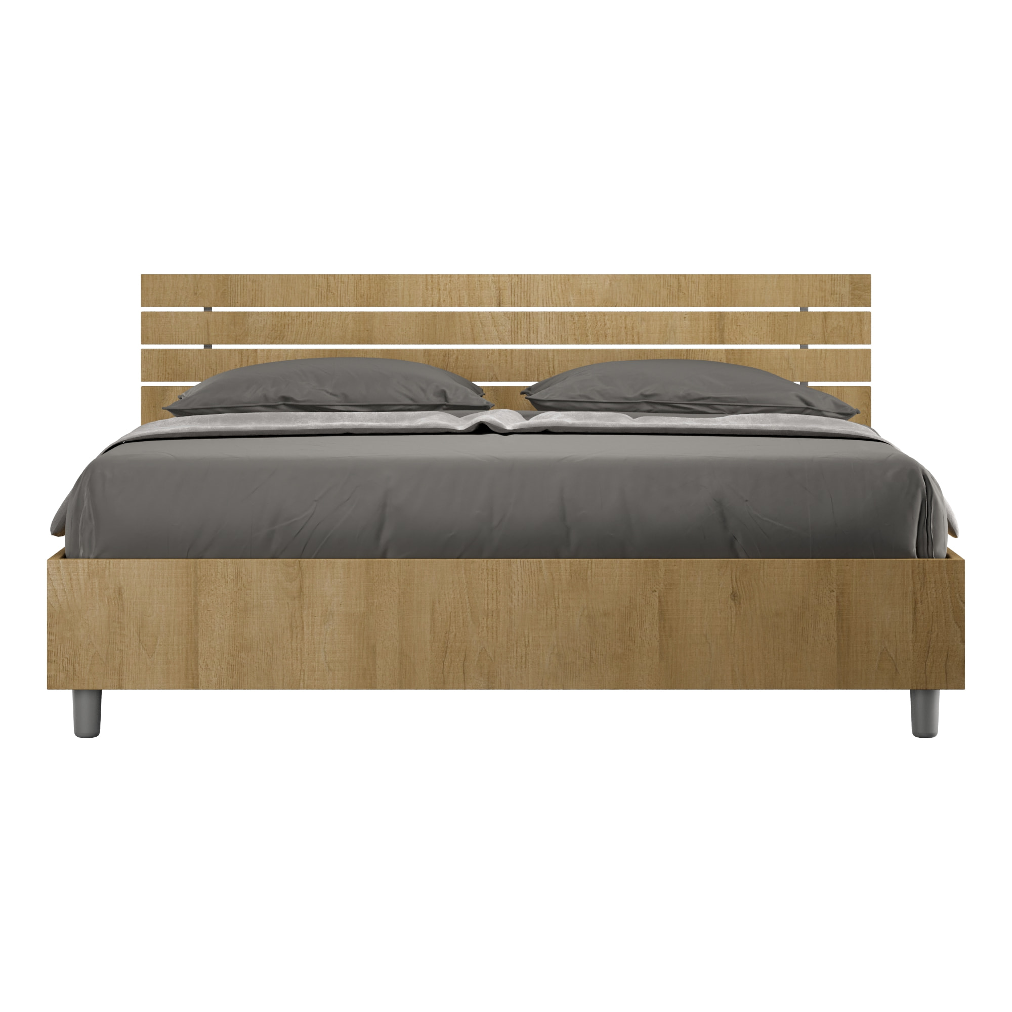 Letto matrimoniale con rete 160x190 testata dritta con doghe quercia Ankel